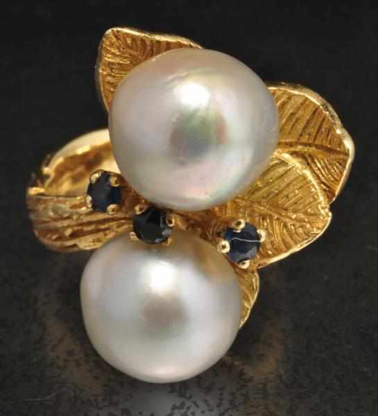 18K Y Gold Pearl Sapphire Ring Description Sapphire 0 18