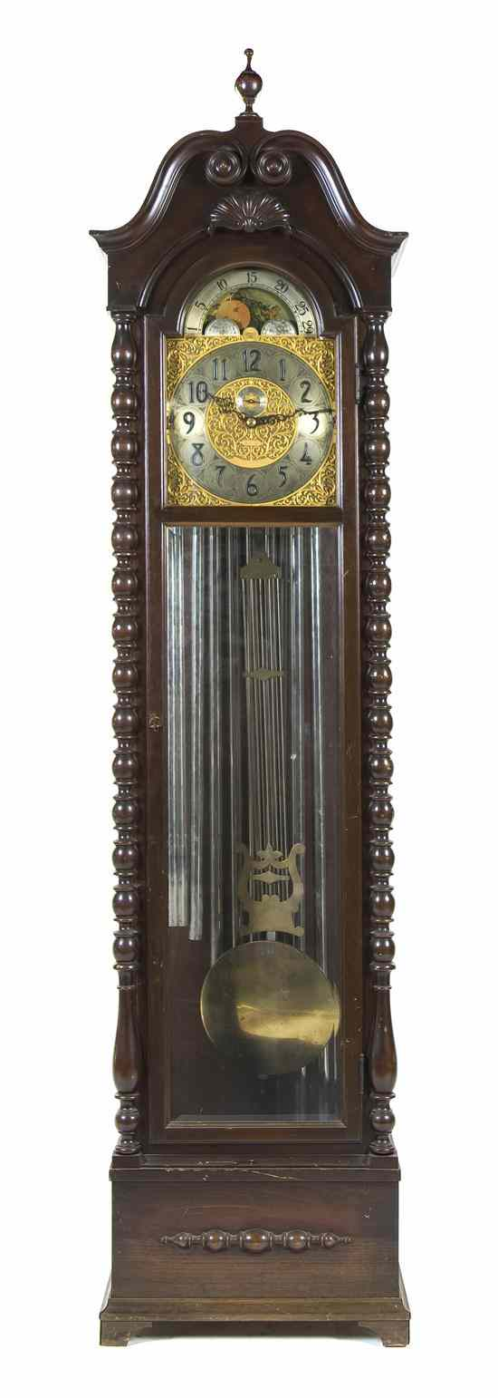 A Victorian Style Mahogany Tall Case Clock Herschede Clock Co