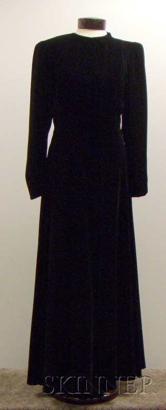 Vintage 1930s 40s Black Velvet Original Kalmour Wrap Hostess Gown