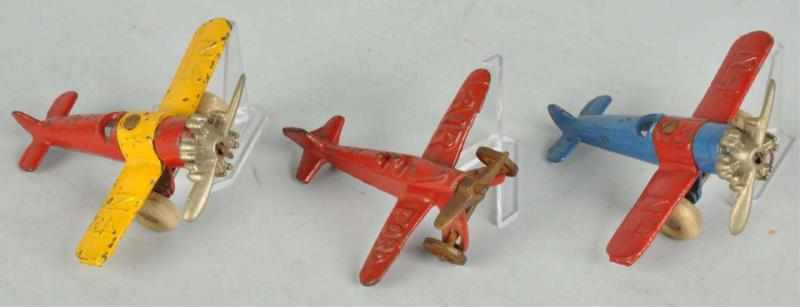 Lot of 3 Cast Iron Airplane Toys Description American Includes