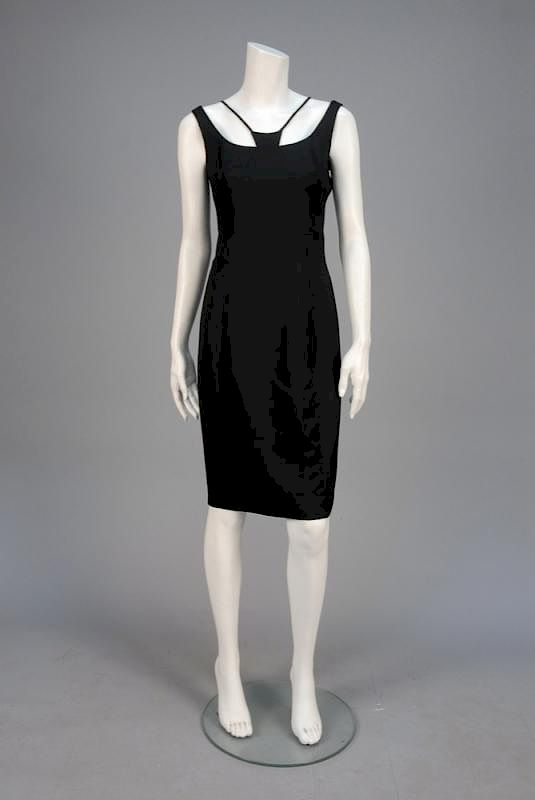 CHADO RALPH RUCCI CASHMERE LITTLE BLACK DRESS Sculptural sleeveless sheath
