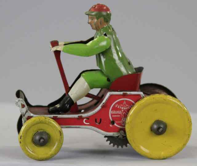 STRAUSS BOY RIDING HAND CART Lithographed exacting copy of Marx