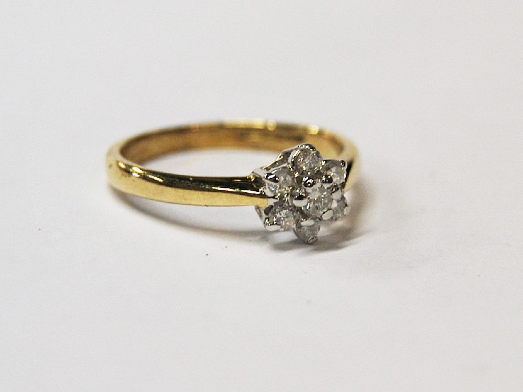 Daisy style claw set diamond cluster ring 9ct