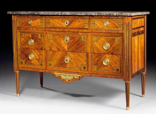 CHEST OF DRAWERS Louis XVI Paris circa 1790 Tulipwood rosewood