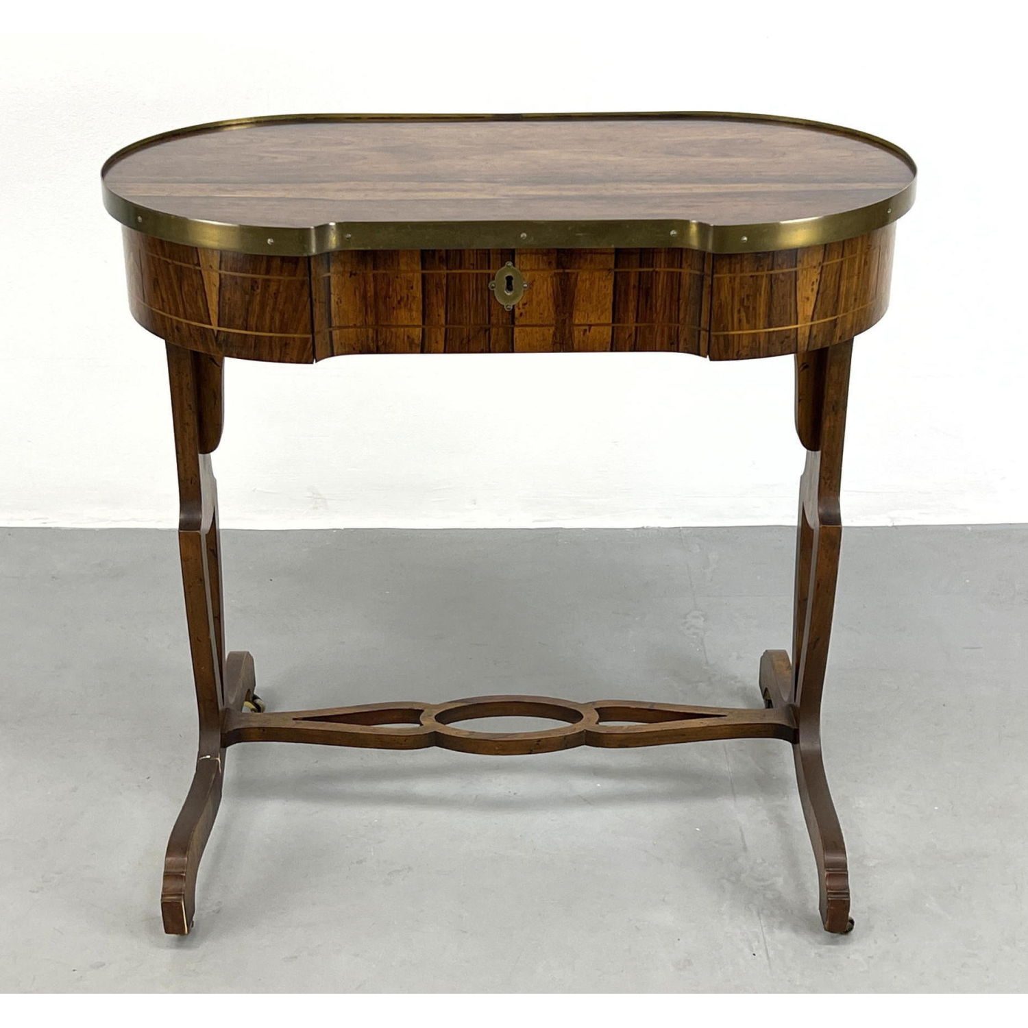 BAKER Rosewood Small Table Single Drawer Brass band trim Metal