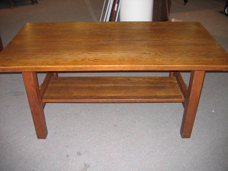 GUSTAV STICKLEY Oak library table 623 with trestle board support