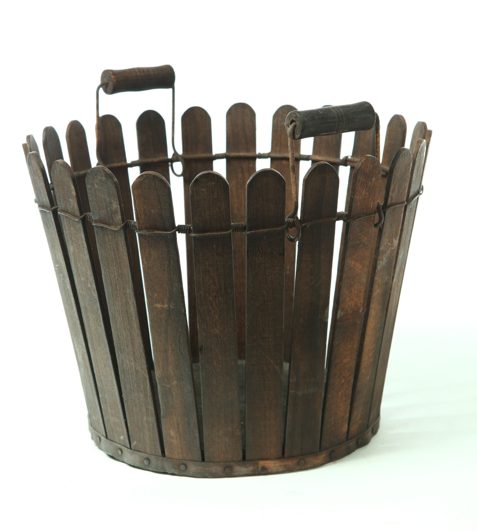 PICKET FENCE BASKET Possibly Kentucky Shaker late 19th century mixed