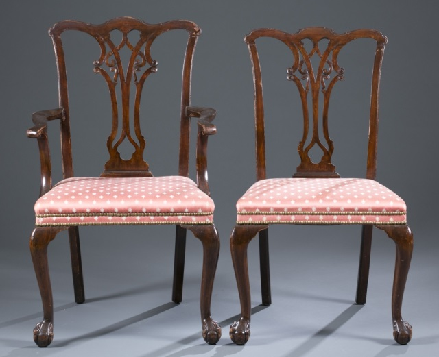 Four Late th c Chippendale Chairs Mahogany Two sides and