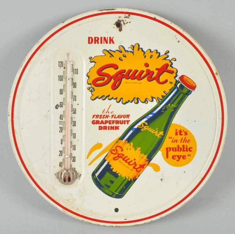 Tin Squirt Thermometer Description 1940s A few paint chips scrapes