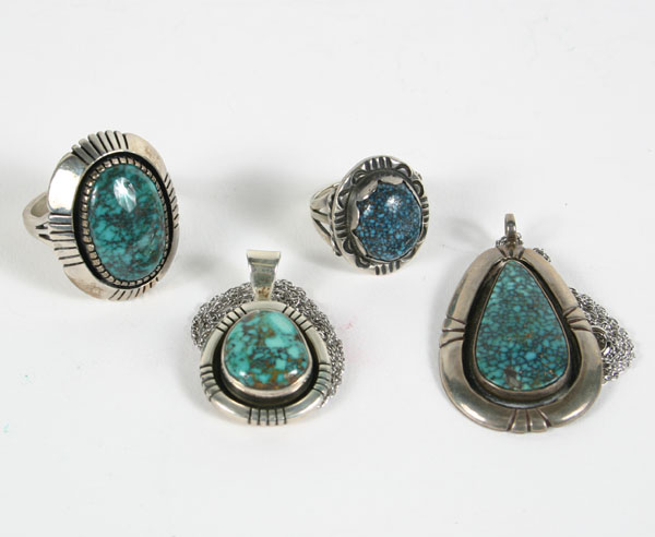 Lot of four pieces Native American sterling silver jewelry including