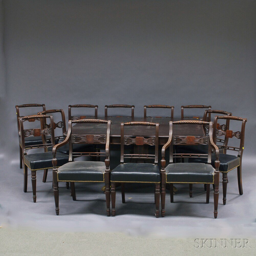 Classical style Mahogany Dining Table and Twelve Chairs 20th century