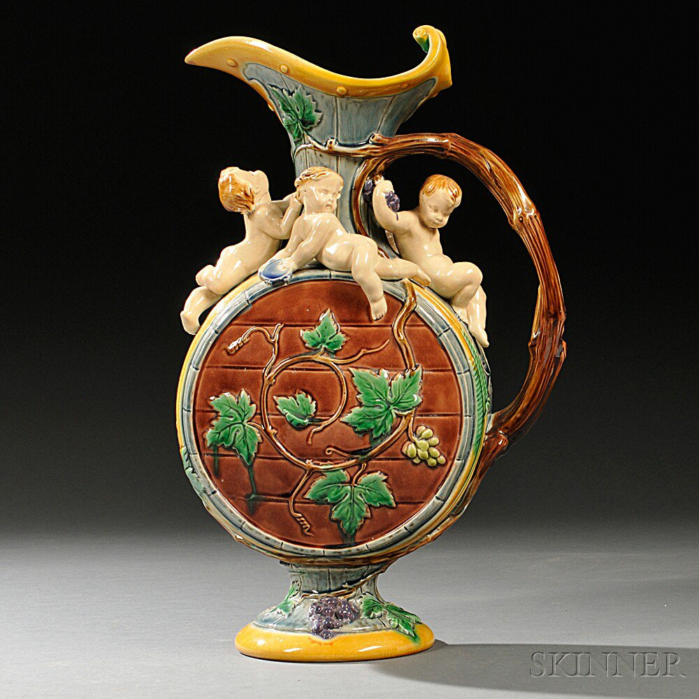 Minton Majolica Figural Hugues Prot t Design Ewer England 1867