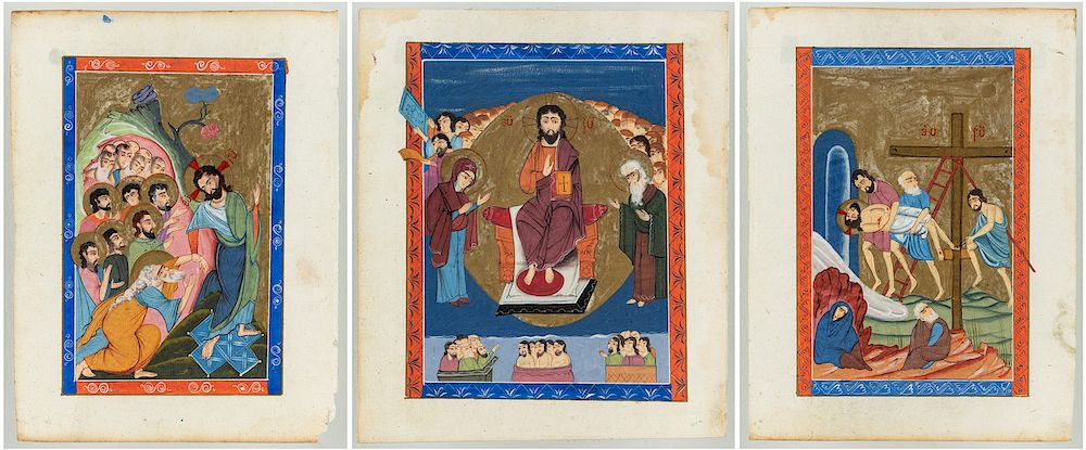 A GROUP OF THREE ARMENIAN MINIATURES WITH SCENES FROM THE