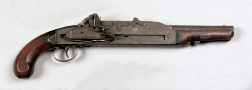 Experimental super imposed charge flintlock pistol marked Tryon Philadelphia with
