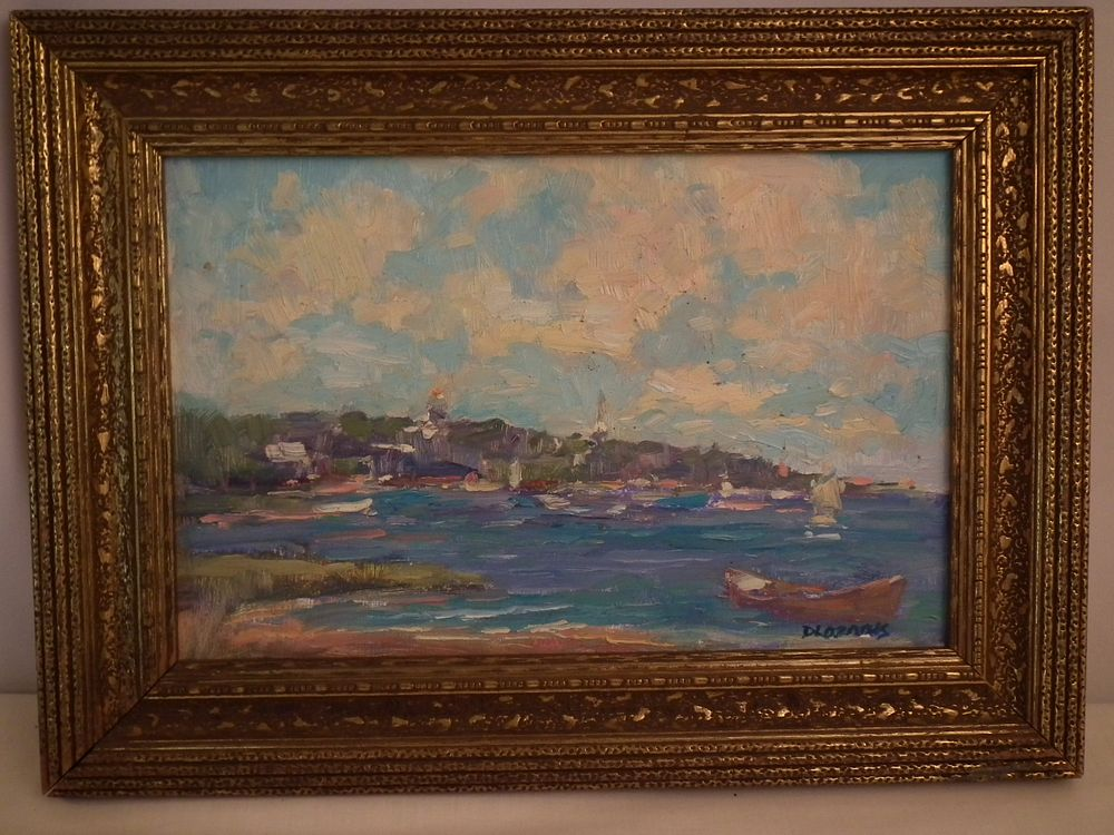 DAVID LAZARUS NANTUCKET PAINTING Impressionistic oil on wood panel of
