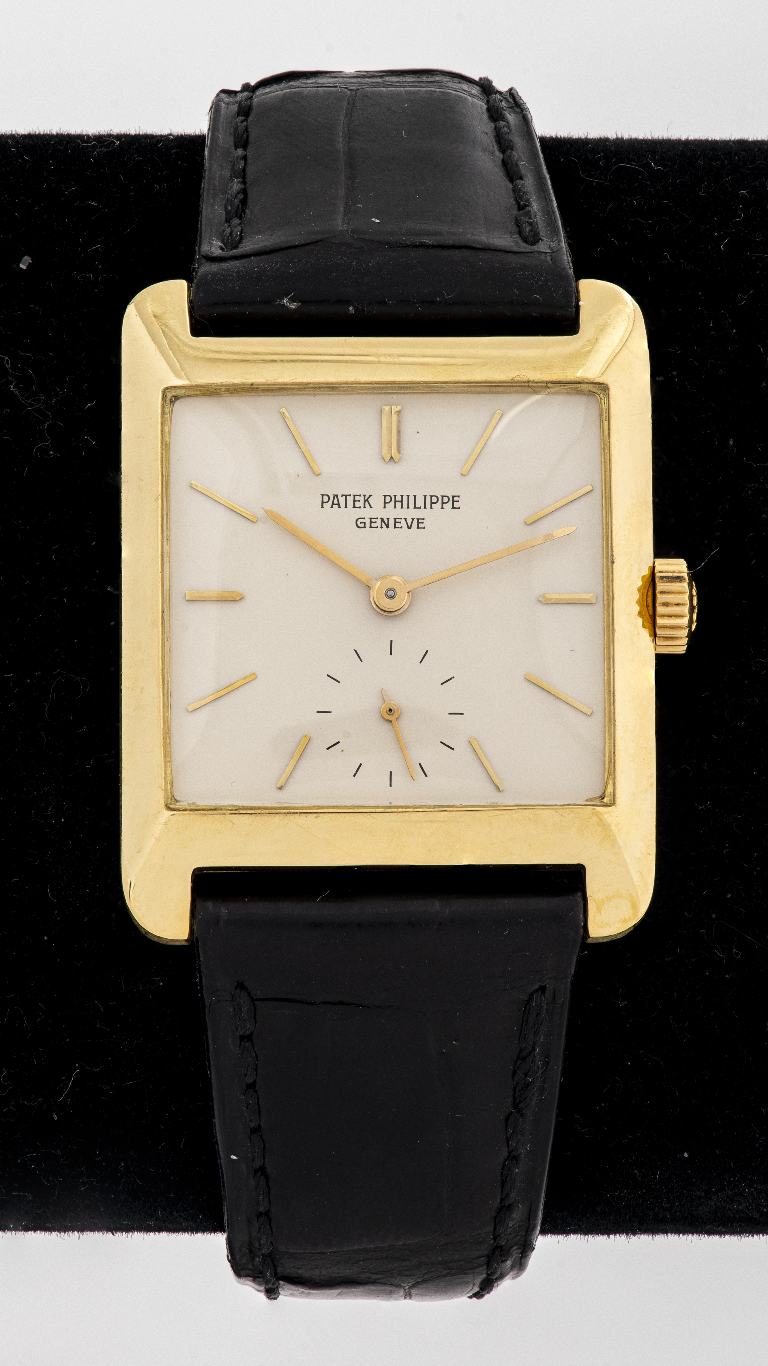 PATEK PHILIPPE 18K GOLD SQUARE DUAL DIAL WATCH Vintage Patek