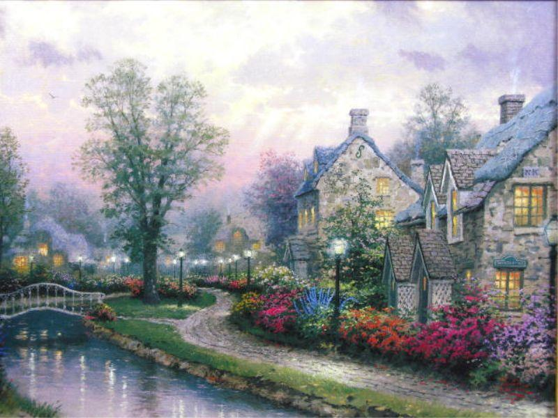 Lamplight Lane by Thomas Kinkade 1997 edition 11 print on