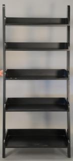 Crate Barrel five tier black shelf ht 75 wd 34