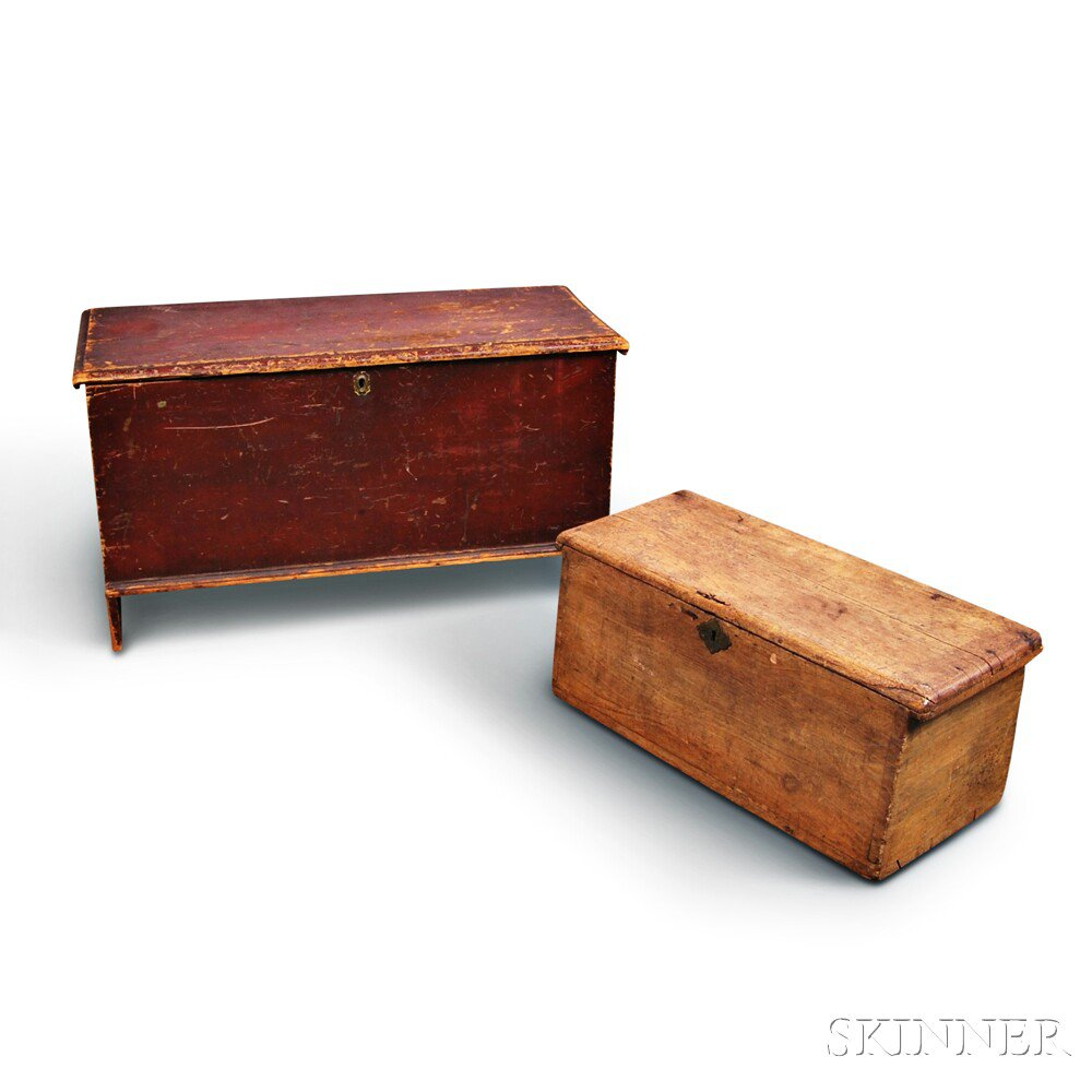 Two Chests 18th and 19th century a red painted six