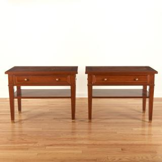 Pair Neo Directoire style mahogany side tables Late 20th c