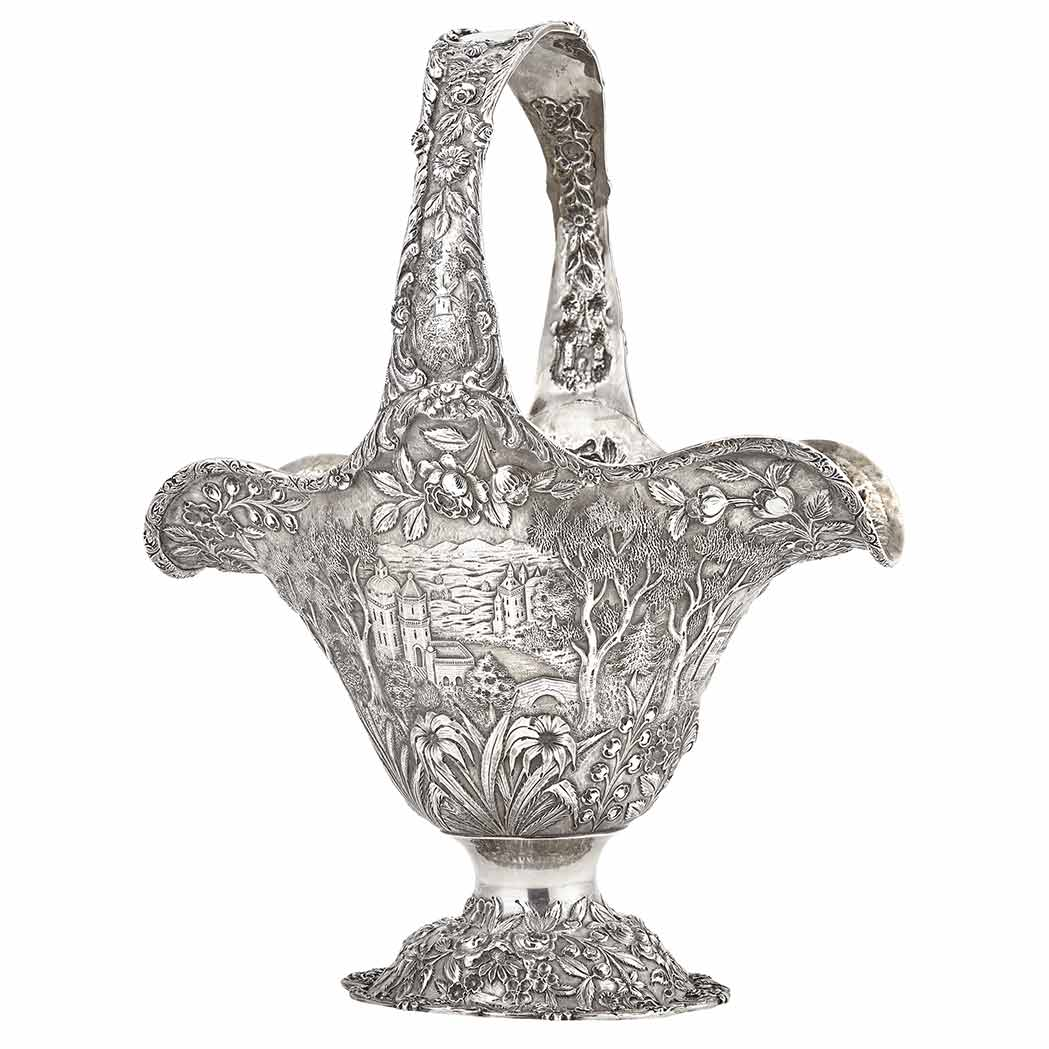 Sylvan Bros Sterling Silver Bridal Basket With a fixed overhead