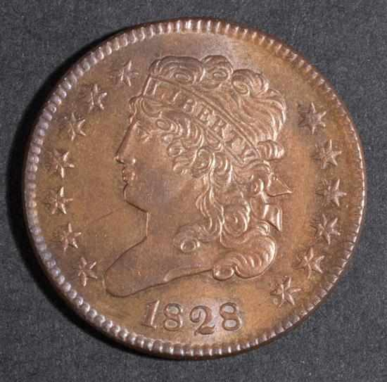 United States classic head type copper half cent 1828 thirteen