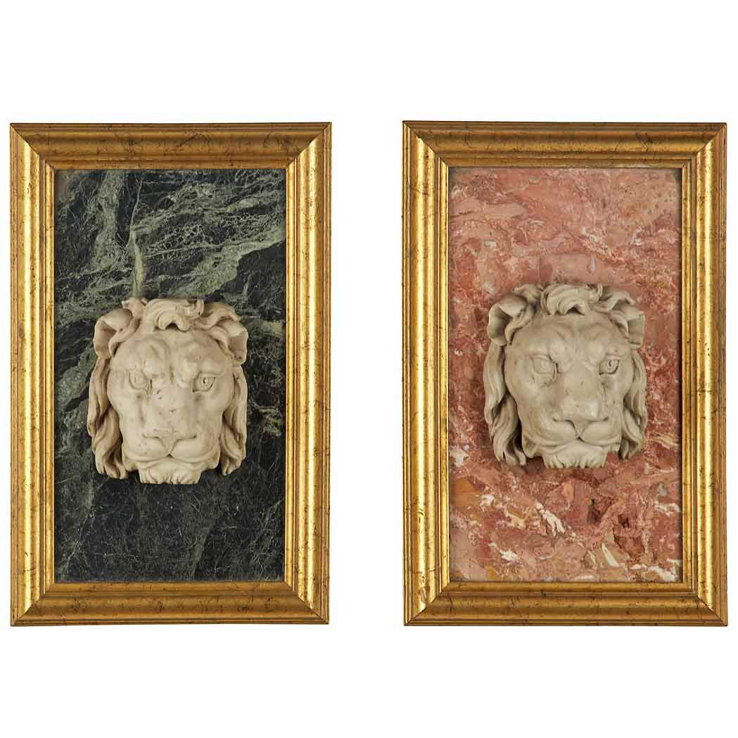 2 Pair of Framed Italian Neoclassical Style Marble Plaques Each