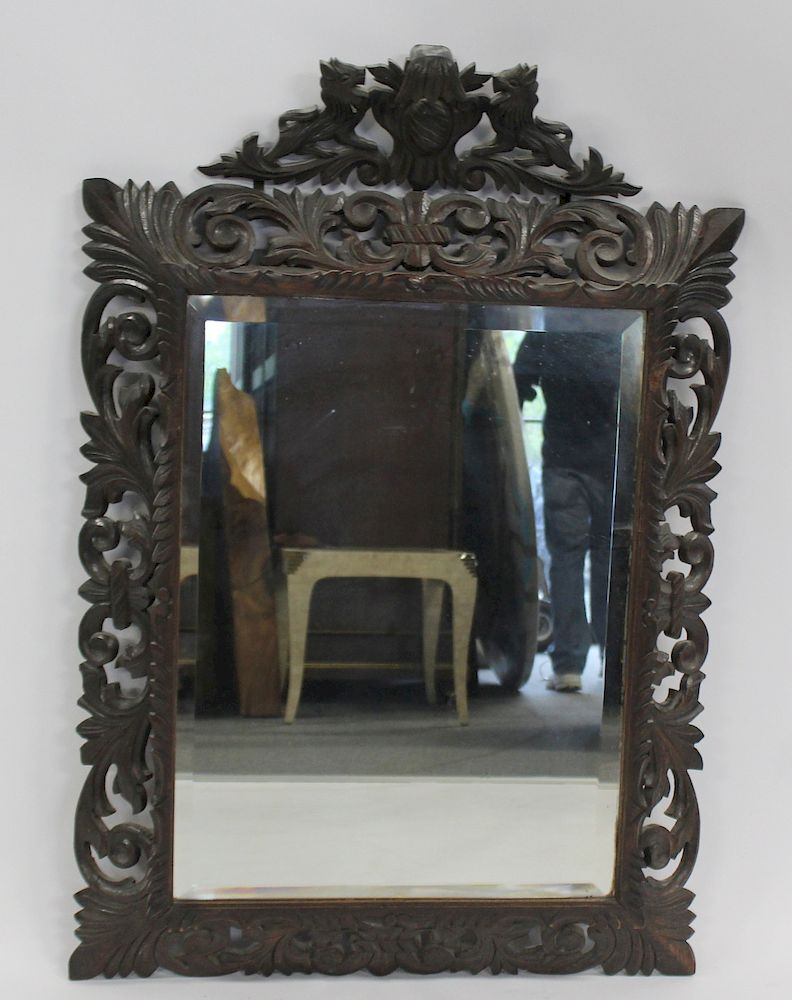 Highly Carved Wood Mirror From a Yonkers estate Dimensions 55