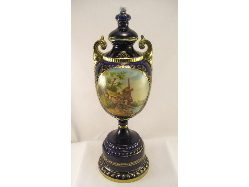 Porcelain Vienna Lidded Urn Lidded two part porcelain two handled