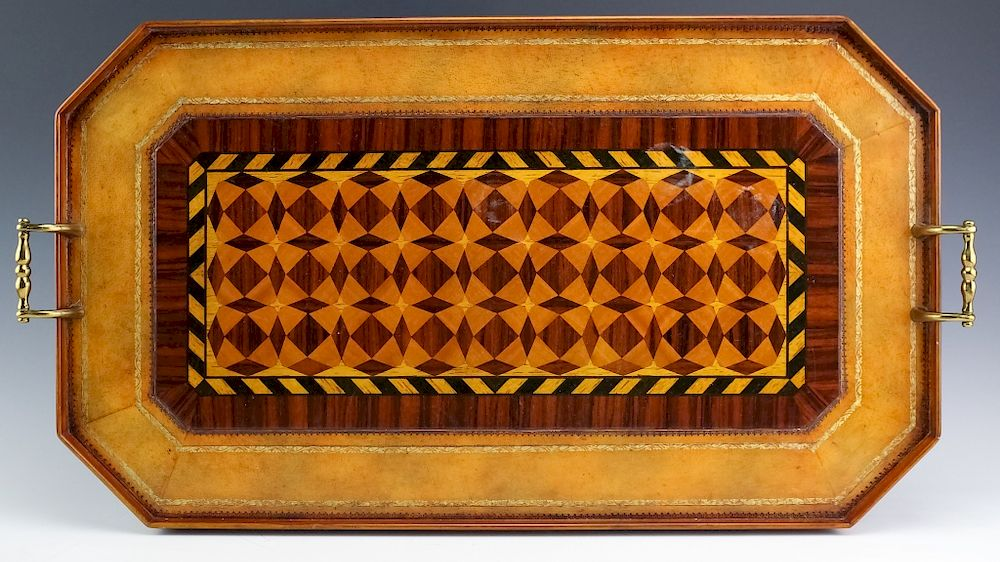 Maitland Smith Wood Marquetry Inlay Serving Tray Fine Maitland Smith