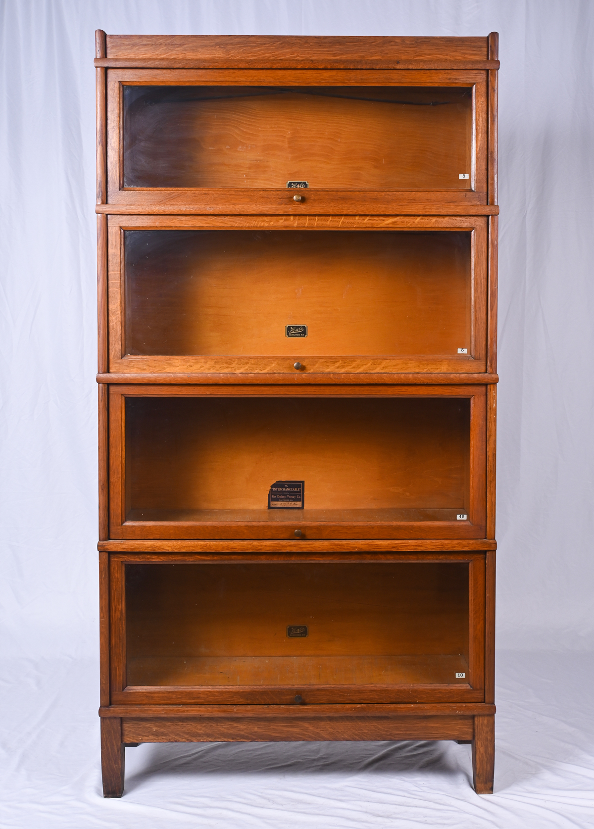 4 STACK OAK HALE BOOKCASE Top case is 11 5