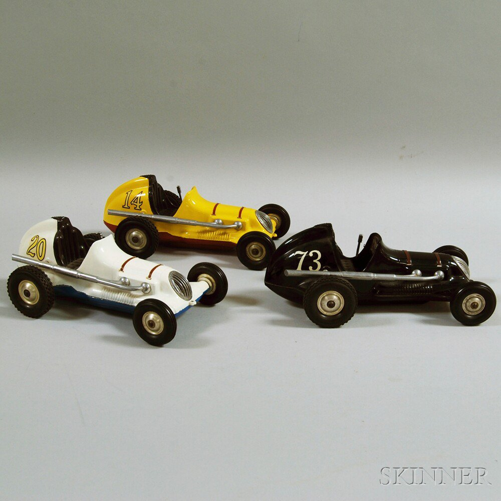 Three Roy Cox Thimble Drome Champion Die cast Race Cars