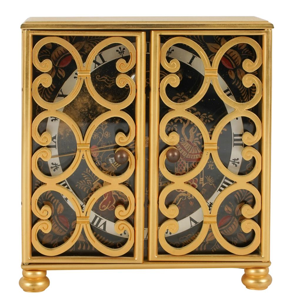 ASPREY SWISS CHINOISERIE DESK CLOCKdial signed Asprey and Swiss Made