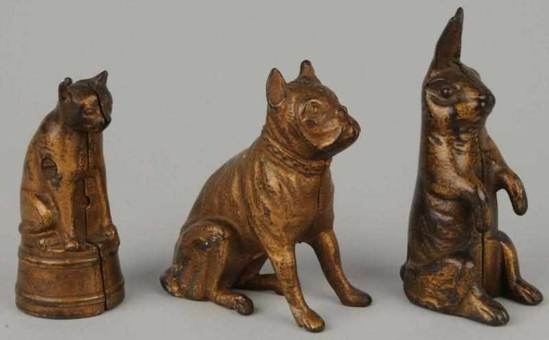 Lot of 3 Cast Iron Animal Still Banks Description A