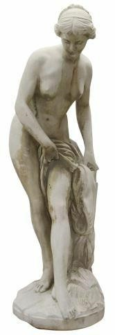 Near life size cast stone garden sculpture La Baigneuse The