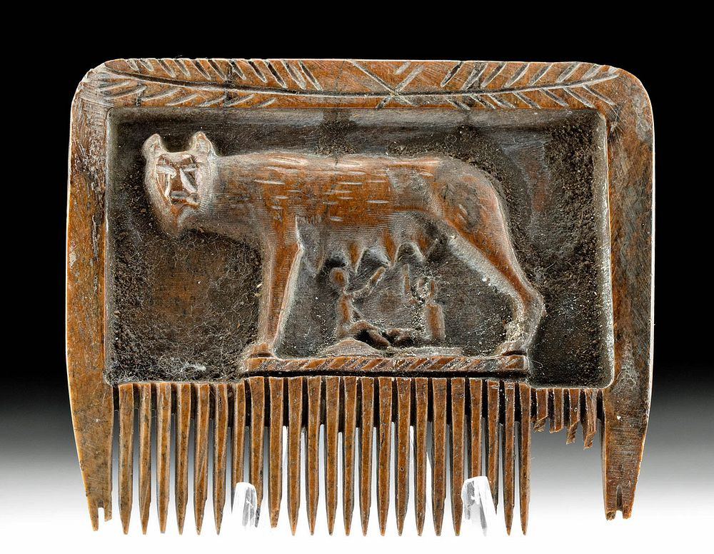 14th C European Bone Comb Capitoline Wolf Central Europe Continental