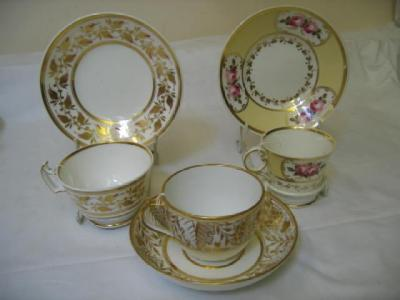 A CHAMBERLAINS WORCESTER BADEN SHAPE COFFEE CUP AND SAUCER painted
