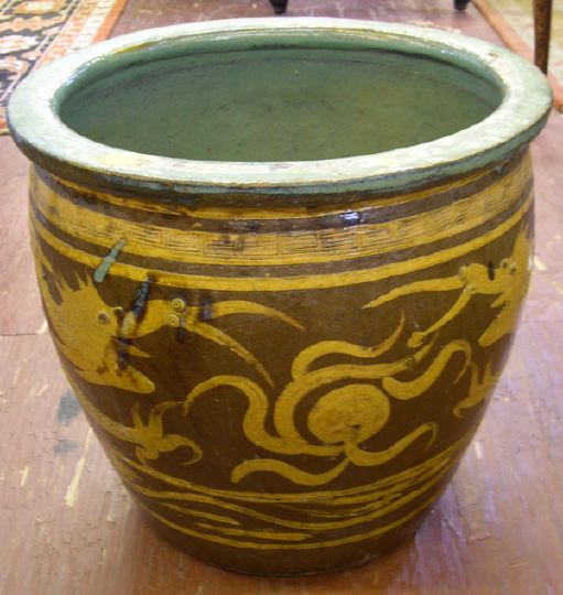 Kuang Hsu Ochre and Russet Glazed Tree Tub in Celestial