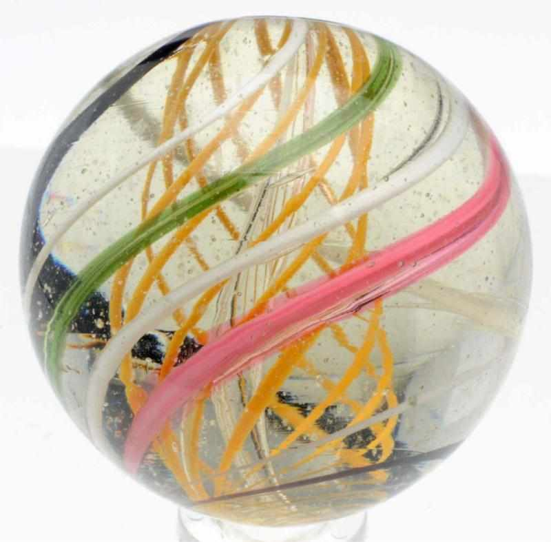 Yellow Latticino Swirl Marble Yellow latticino core with nice air