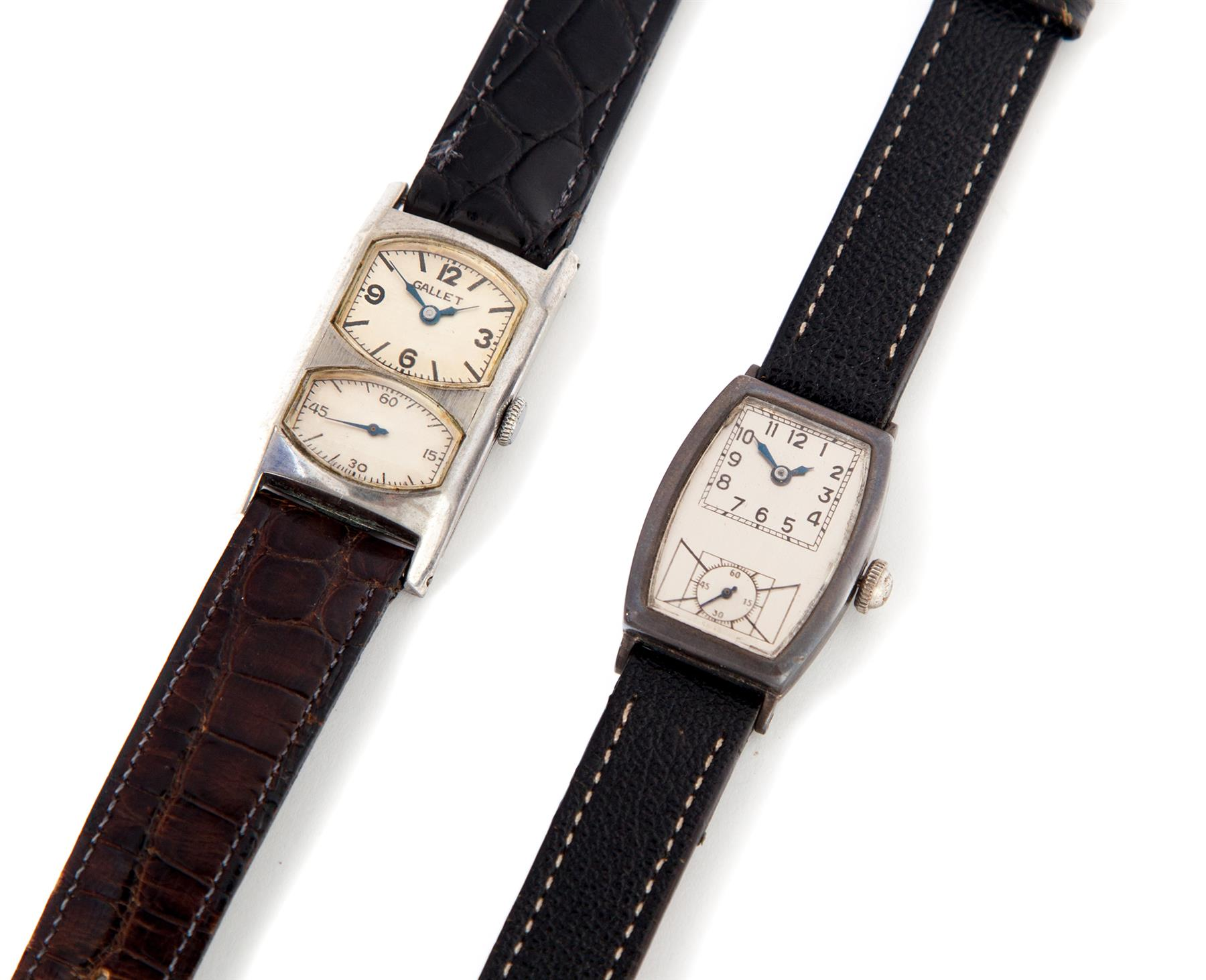TWO GALLET CO WRISTWATCHES Switzerland ca 1930 Ladies sterling silver