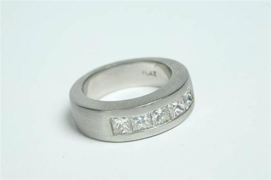 PLATINUM DIAMOND RING Hallmarked platinum band ring with five channel
