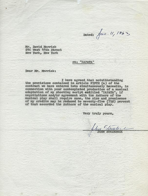 Signed Document Granting Rights to David Merrick to Produce the