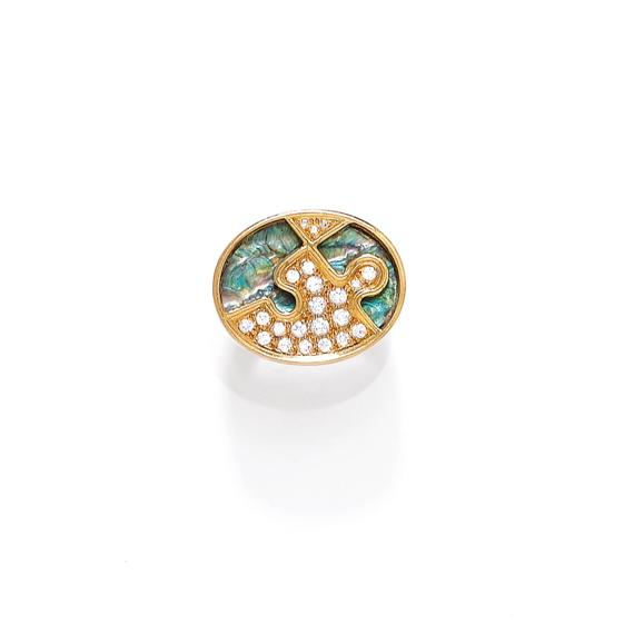 MOTHER OF PEARL DIAMOND AND GOLD RING G BELIN Yellow