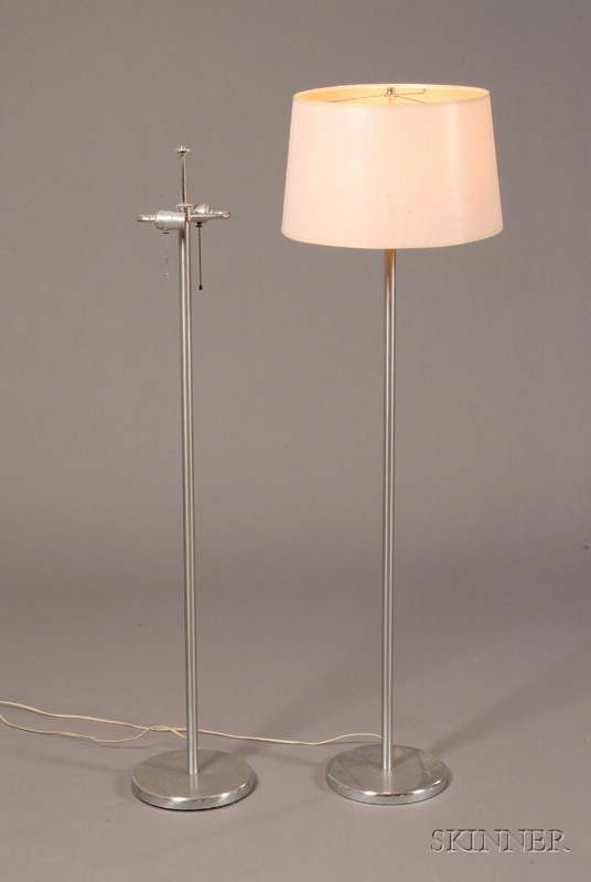 Two Walter Von Nessen Floor Lamps Chromed metal New York
