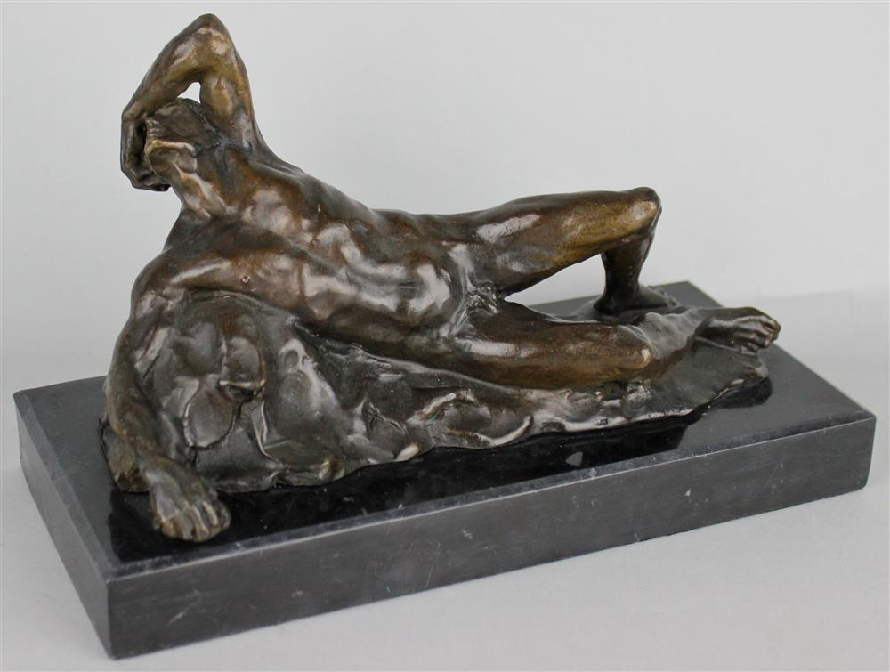 RECLINING MALE NUDE bearing signature Fex Masseau d 4 50