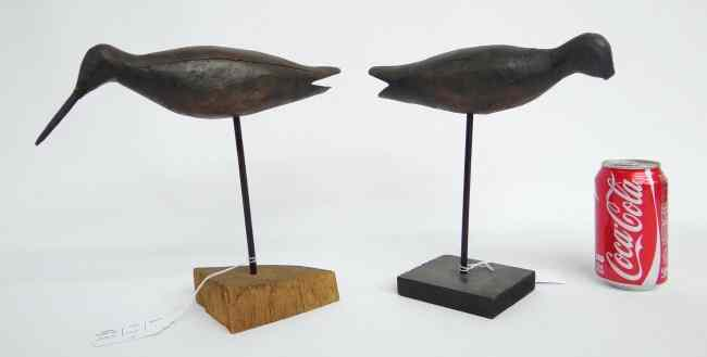 Lot two painted shorebirds one missing beak 10 1 2
