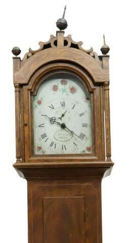 American grain painted tall case clock signed A Edwards Abraham
