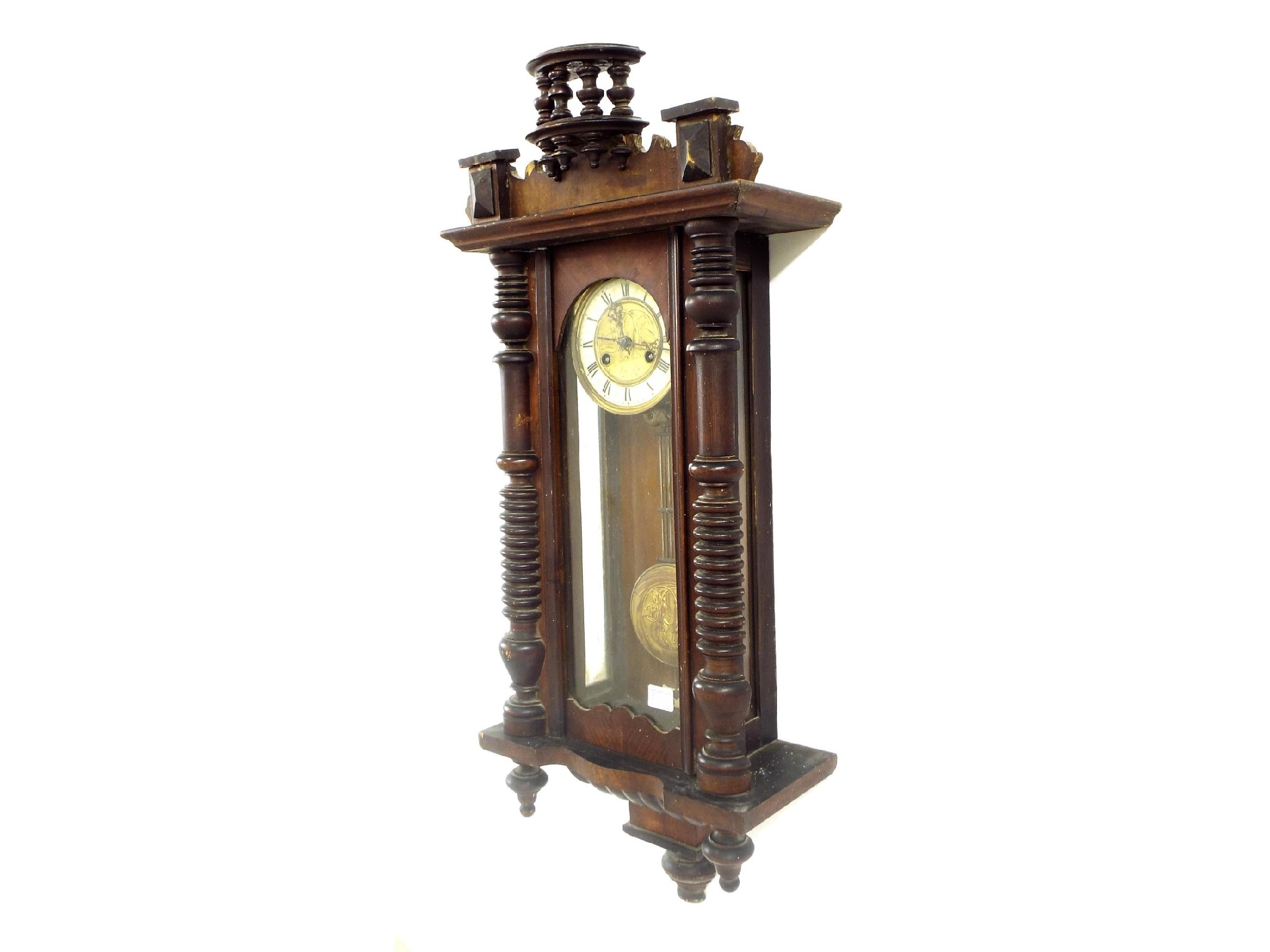 Vienna two train spring driven wall clock striking on a