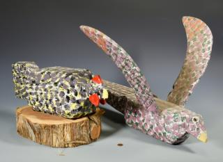 2 Folk Art Birds attrib Homer Green Two 2 Carved