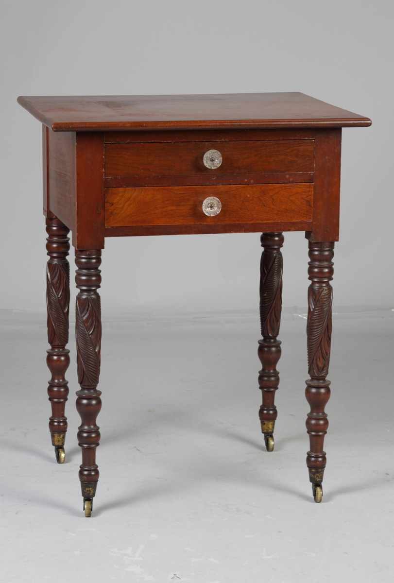 Sheraton Walnut 2 Drawer Stand Early 19th cent Acanthus carved